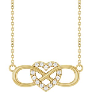 14K Yellow Gold 1/10 CTW Natural Diamond Heart & Infinity-Inspired 18" Necklace