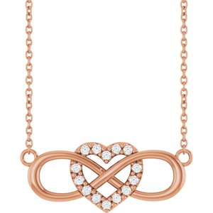 14K Rose Gold 1/10 CTW Natural Diamond Heart & Infinity-Inspired 18" Necklace