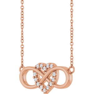 14K Rose Gold 1/10 CTW Natural Diamond Heart & Infinity-Inspired 18" Necklace