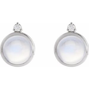 Platinum Natural Rainbow Moonstone & .06 CTW Natural Diamond Earrings – image 2