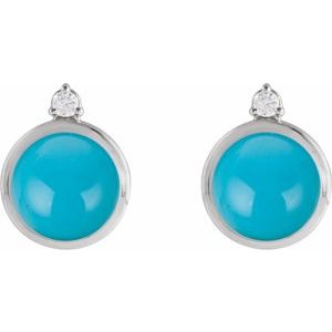 Platinum Natural Turquoise & .06 CTW Natural Diamond Earrings – image 2