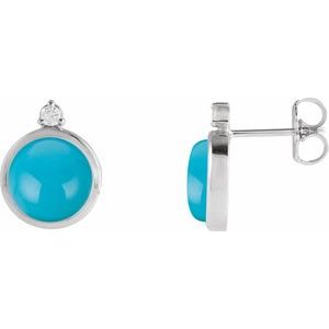 Sterling Silver Natural Turquoise & .06 CTW Natural Diamond Earrings