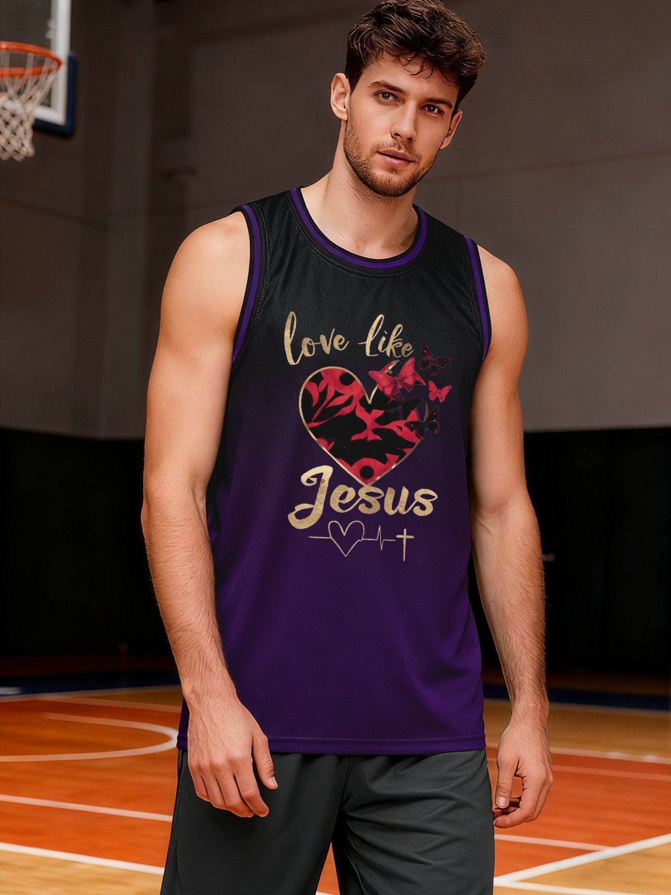 Love Like Jesus Adult Purple Basketball Jersey | Ships From USA