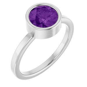 Platinum 7 mm Natural Amethyst Ring
