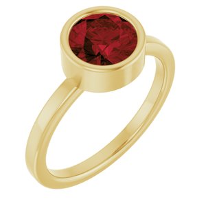 14K Yellow Gold 7 mm Natural Mozambique Garnet Ring
