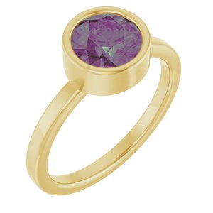 14K Yellow Gold 7 mm Lab-Grown Alexandrite Ring