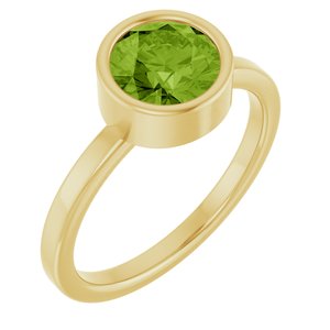 14K Yellow Gold 7 mm Natural Peridot Ring