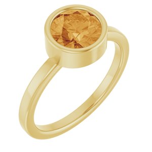 14K Yellow Gold 7 mm Natural Citrine Ring