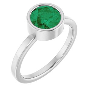 Platinum 7 mm Lab-Grown Emerald Ring