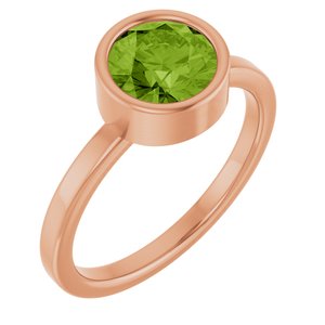 14K Rose Gold 7 mm Natural Peridot Ring