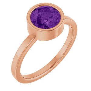14K Rose Gold 7 mm Natural Amethyst Ring