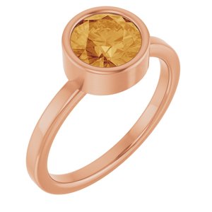 14K Rose Gold 7 mm Natural Citrine Ring