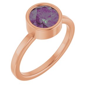 14K Rose Gold 7 mm Lab-Grown Alexandrite Ring