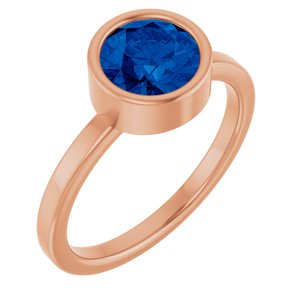 14K Rose Gold 7 mm Lab-Grown Blue Sapphire Ring