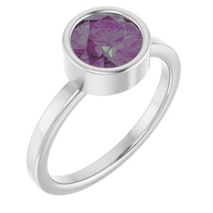 Platinum 7 mm Lab-Grown Alexandrite Ring