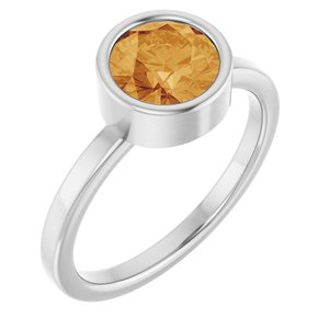 Sterling Silver 7 mm Natural Citrine Ring