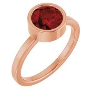 14K Rose Gold 7 mm Natural Mozambique Garnet Ring