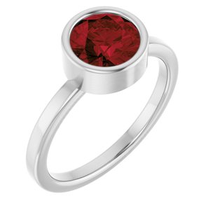 14K White Gold 7 mm Natural Mozambique Garnet Ring