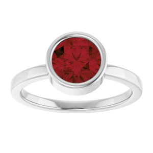 14K White Gold 7 mm Natural Mozambique Garnet Ring