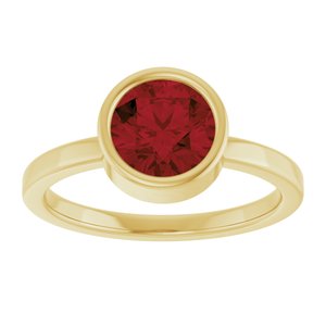 14K Yellow Gold 7 mm Natural Mozambique Garnet Ring