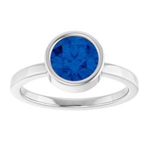 Sterling Silver 7 mm Lab-Grown Blue Sapphire Ring