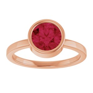 14K Rose Gold 7 mm Lab-Grown Ruby Ring
