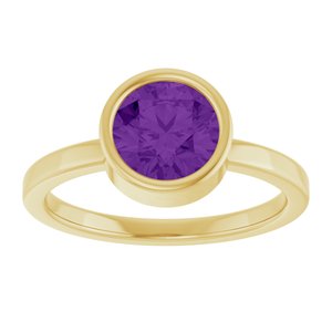 14K Yellow Gold 7 mm Natural Amethyst Ring