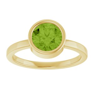 14K Yellow Gold 7 mm Natural Peridot Ring