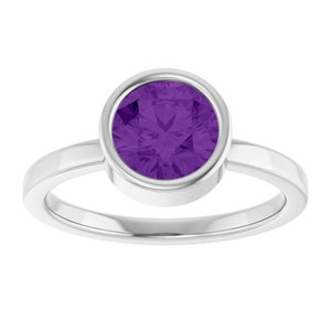 Platinum 7 mm Natural Amethyst Ring