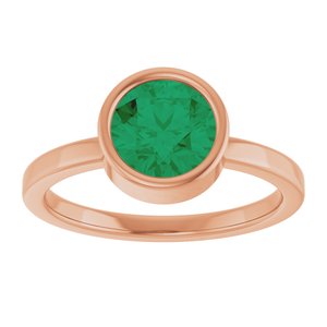 14K Rose Gold 7 mm Lab-Grown Emerald Ring