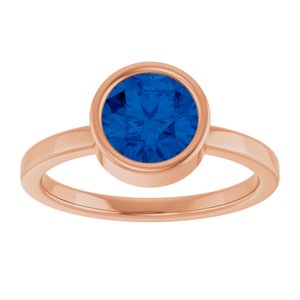 14K Rose Gold 7 mm Lab-Grown Blue Sapphire Ring