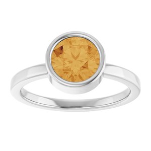 Platinum 7 mm Natural Citrine Ring