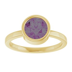 14K Yellow Gold 7 mm Lab-Grown Alexandrite Ring