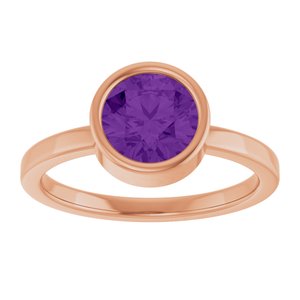 14K Rose Gold 7 mm Natural Amethyst Ring