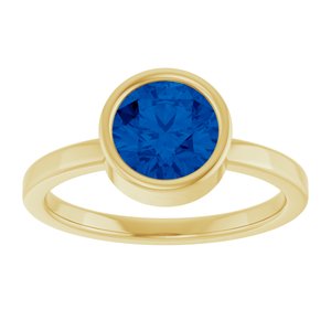 14K Yellow Gold 7 mm Lab-Grown Blue Sapphire Ring