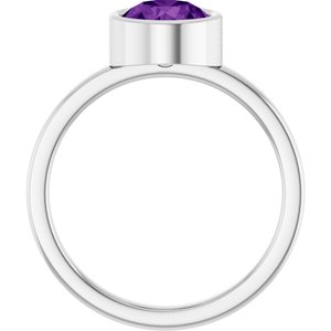Sterling Silver 7 mm Natural Amethyst Ring