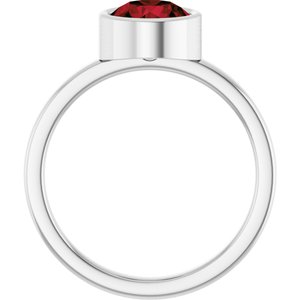14K White Gold 7 mm Natural Mozambique Garnet Ring