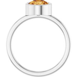 Platinum 7 mm Natural Citrine Ring