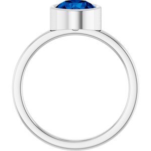 Sterling Silver 7 mm Lab-Grown Blue Sapphire Ring