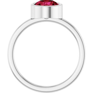 Platinum 7 mm Lab-Grown Ruby Ring