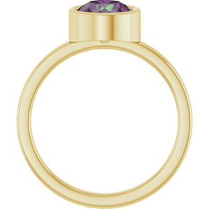 14K Yellow Gold 7 mm Lab-Grown Alexandrite Ring