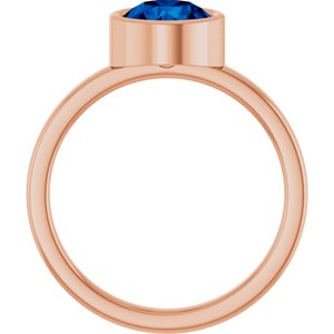 14K Rose Gold 7 mm Lab-Grown Blue Sapphire Ring