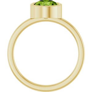 14K Yellow Gold 7 mm Natural Peridot Ring