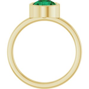 14K Yellow Gold 7 mm Lab-Grown Emerald Ring