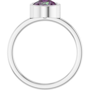 14K White Gold 7 mm Lab-Grown Alexandrite Ring
