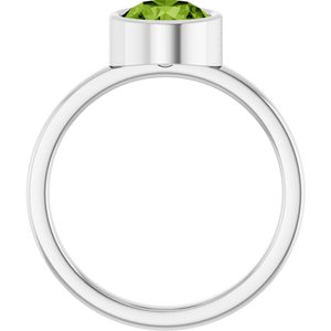14K White Gold 7 mm Natural Peridot Ring