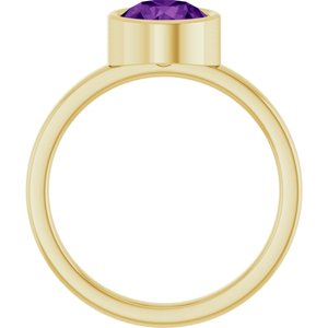 14K Yellow Gold 7 mm Natural Amethyst Ring