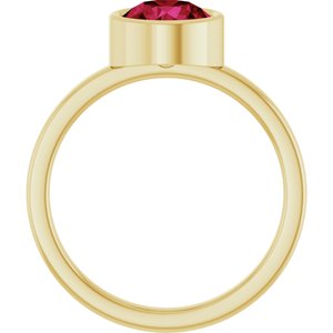 14K Yellow Gold 7 mm Lab-Grown Ruby Ring