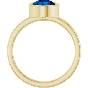 14K Yellow Gold 7 mm Lab-Grown Blue Sapphire Ring