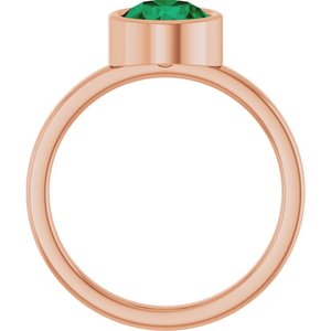 14K Rose Gold 7 mm Lab-Grown Emerald Ring